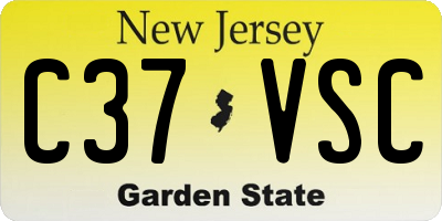 NJ license plate C37VSC