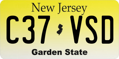 NJ license plate C37VSD