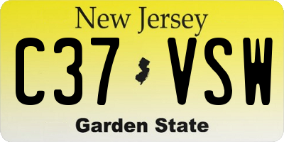 NJ license plate C37VSW