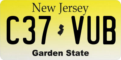 NJ license plate C37VUB
