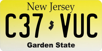 NJ license plate C37VUC
