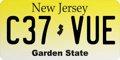 NJ license plate C37VUE