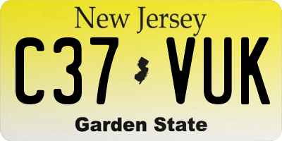 NJ license plate C37VUK