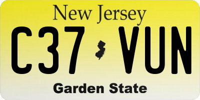 NJ license plate C37VUN