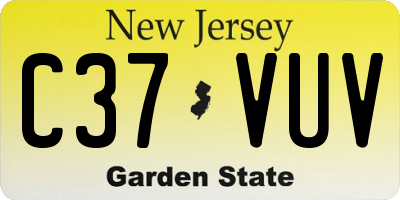 NJ license plate C37VUV