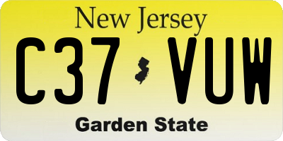 NJ license plate C37VUW