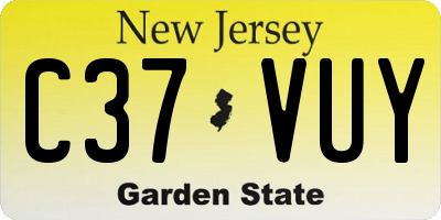 NJ license plate C37VUY
