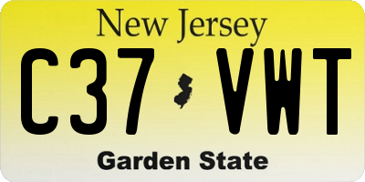 NJ license plate C37VWT