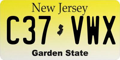 NJ license plate C37VWX