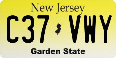 NJ license plate C37VWY