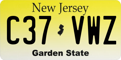 NJ license plate C37VWZ