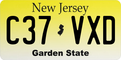 NJ license plate C37VXD