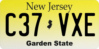NJ license plate C37VXE