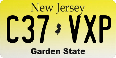 NJ license plate C37VXP