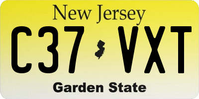 NJ license plate C37VXT