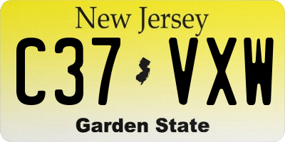 NJ license plate C37VXW