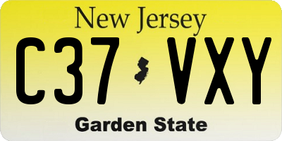 NJ license plate C37VXY