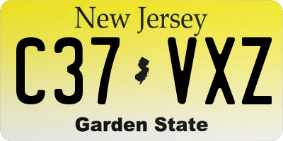 NJ license plate C37VXZ