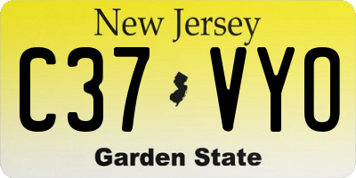 NJ license plate C37VYO