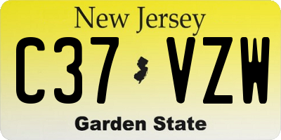 NJ license plate C37VZW