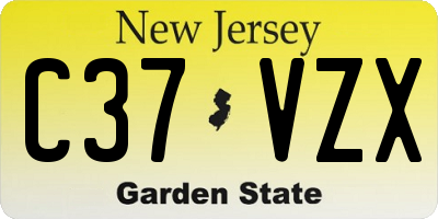 NJ license plate C37VZX