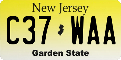 NJ license plate C37WAA