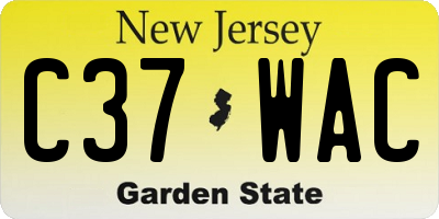NJ license plate C37WAC
