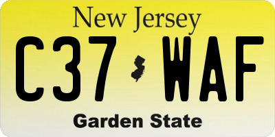 NJ license plate C37WAF