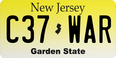 NJ license plate C37WAR
