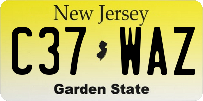 NJ license plate C37WAZ