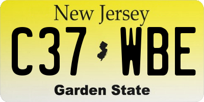 NJ license plate C37WBE