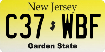 NJ license plate C37WBF