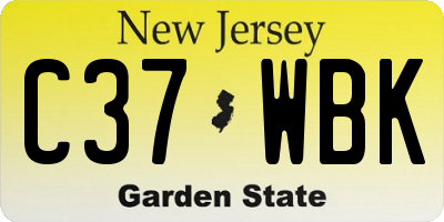 NJ license plate C37WBK