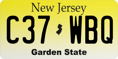 NJ license plate C37WBQ