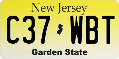 NJ license plate C37WBT