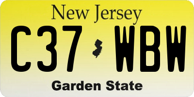 NJ license plate C37WBW
