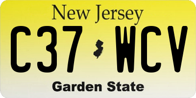 NJ license plate C37WCV