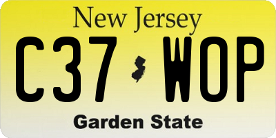 NJ license plate C37WOP