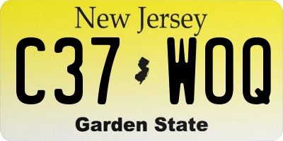 NJ license plate C37WOQ