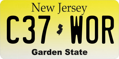 NJ license plate C37WOR