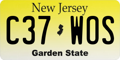 NJ license plate C37WOS