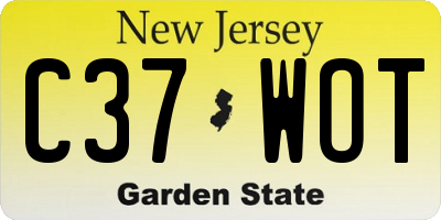 NJ license plate C37WOT