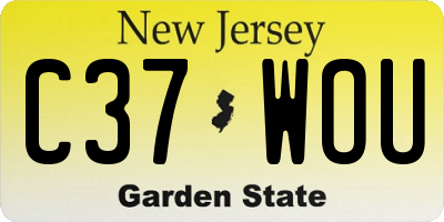 NJ license plate C37WOU