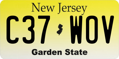 NJ license plate C37WOV