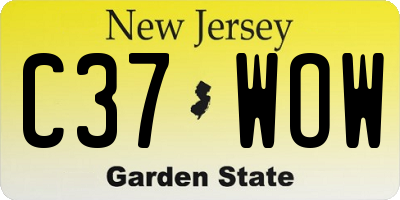 NJ license plate C37WOW