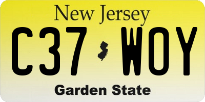 NJ license plate C37WOY