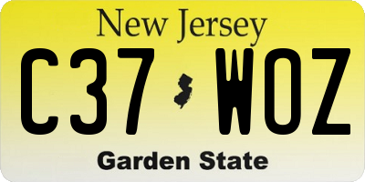 NJ license plate C37WOZ