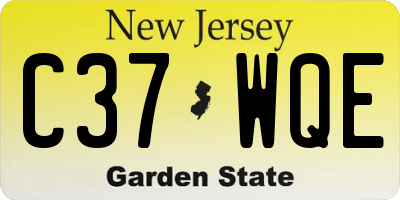 NJ license plate C37WQE