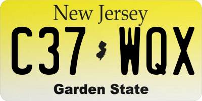 NJ license plate C37WQX
