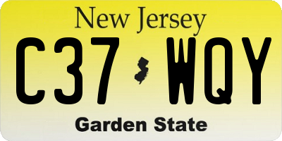 NJ license plate C37WQY